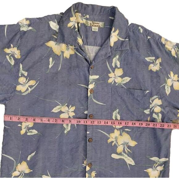 TOMMY BAHAMAS 100% Silk Shirt Men's L Blue Floral Hawaiian Tropical - Picture 3 of 9